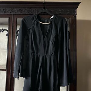 Elegant Black Romper Cape-Style